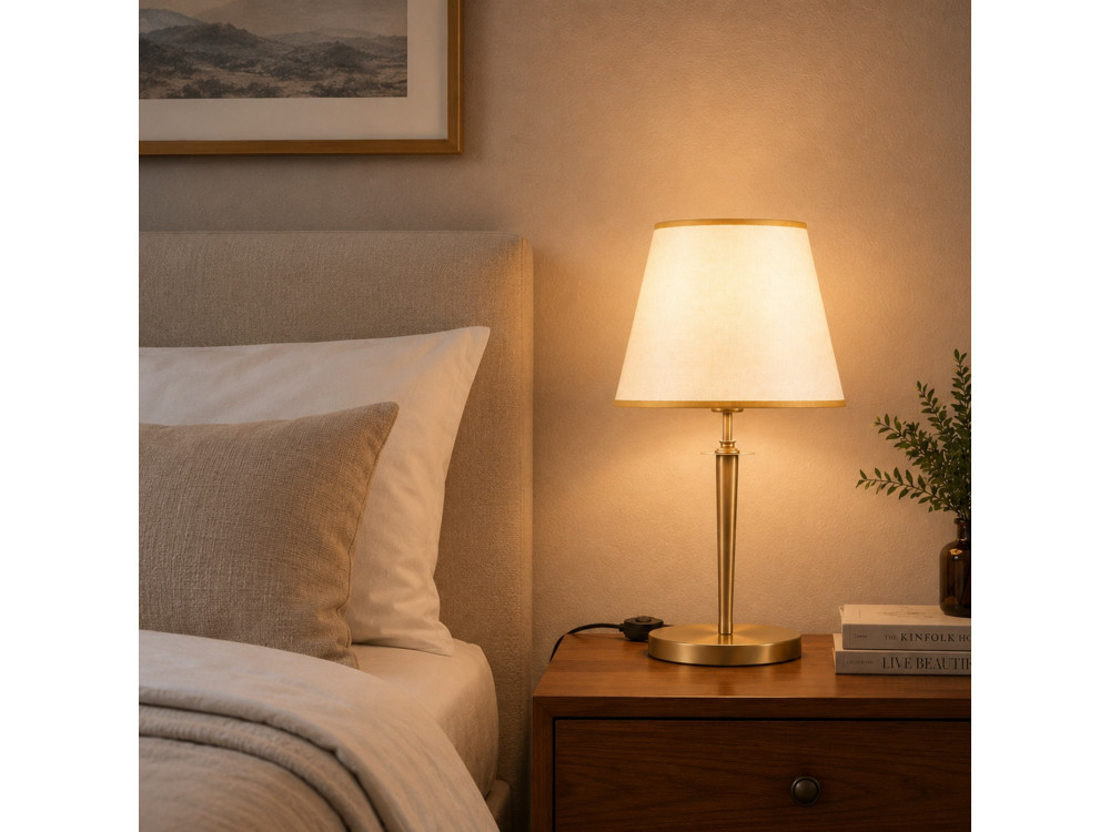 "Milano" Metal Table Lamp - 31 x 31 cm - Beige