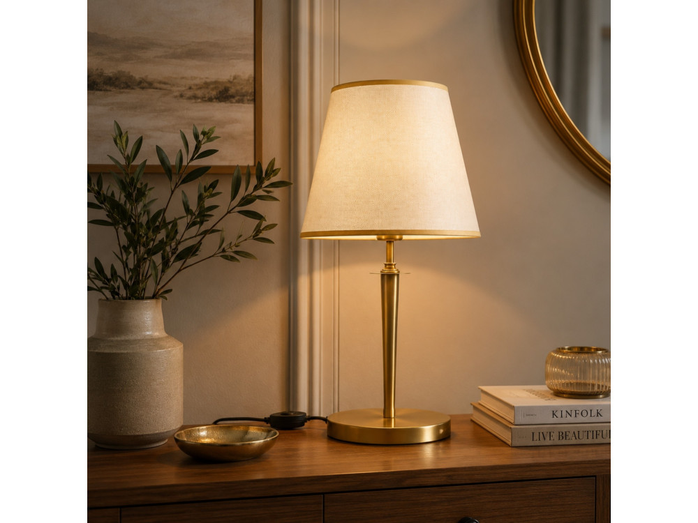 "Milano" Metal Table Lamp - 31 x 31 cm - Beige