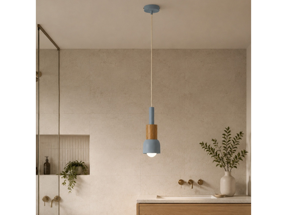 "Elwood" Metal Pendant Light - 10 x 25 cm - Blue