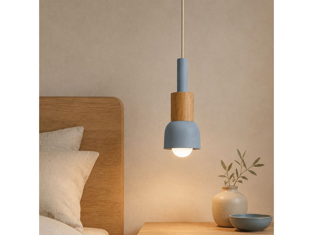 "Elwood" Metal Pendant Light - 10 x 25 cm - Blue
