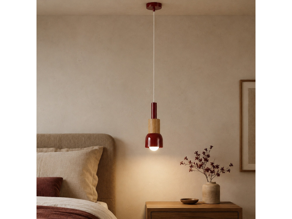 "Elwood" Metal Pendant Light - 10 x 25 cm - Red