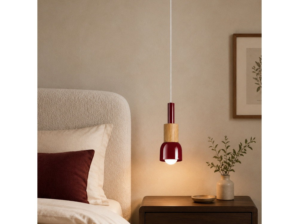 "Elwood" Metal Pendant Light - 10 x 25 cm - Red
