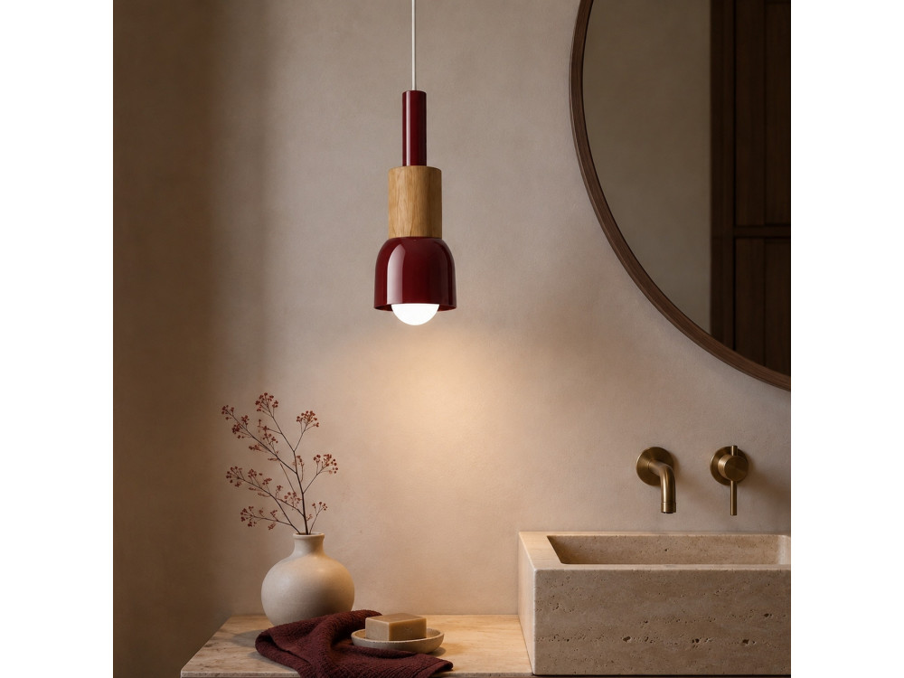"Elwood" Metal Pendant Light - 10 x 25 cm - Red