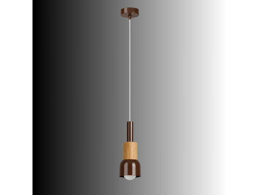"Elwood" Metal Pendant Light - 10 x 25 cm - Brown