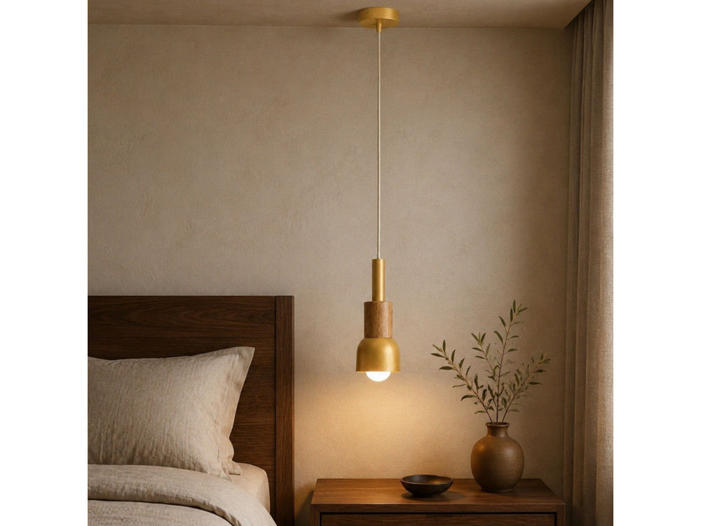 "Elwood" Metal Pendant Light - 10 x 25 cm - Yellow