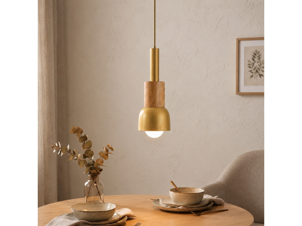 "Elwood" Metal Pendant Light - 10 x 25 cm - Yellow