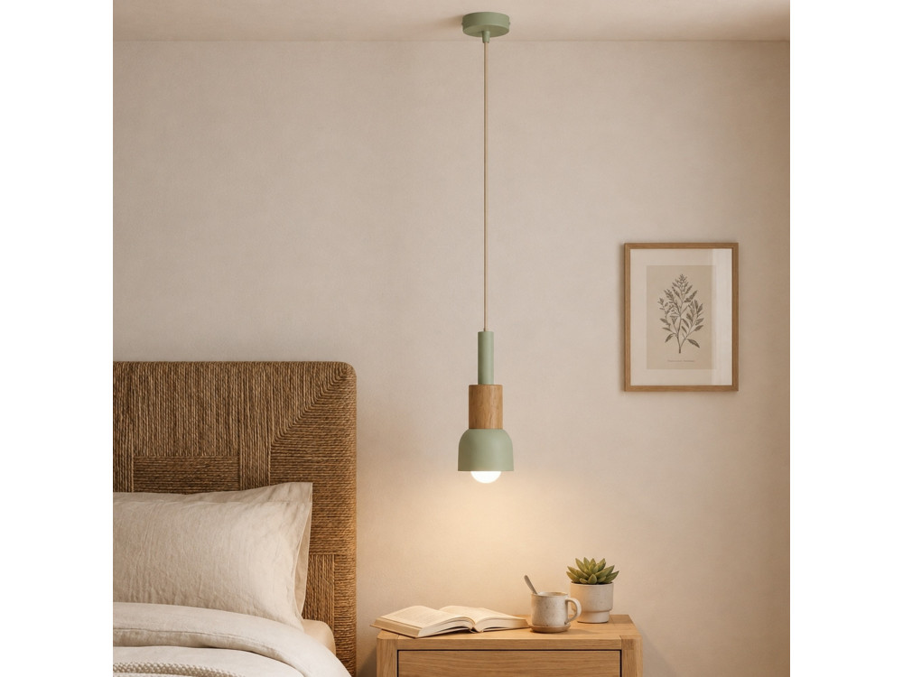 "Elwood" Metal Pendant Light - 10 x 25 cm - Green