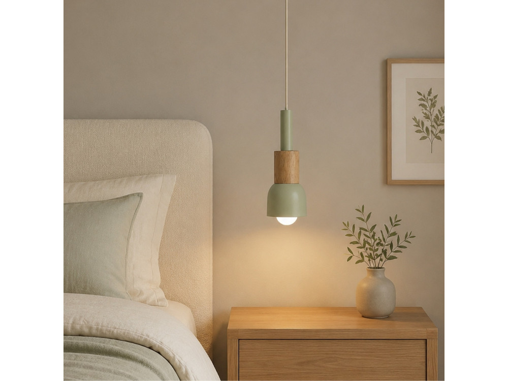 "Elwood" Metal Pendant Light - 10 x 25 cm - Green