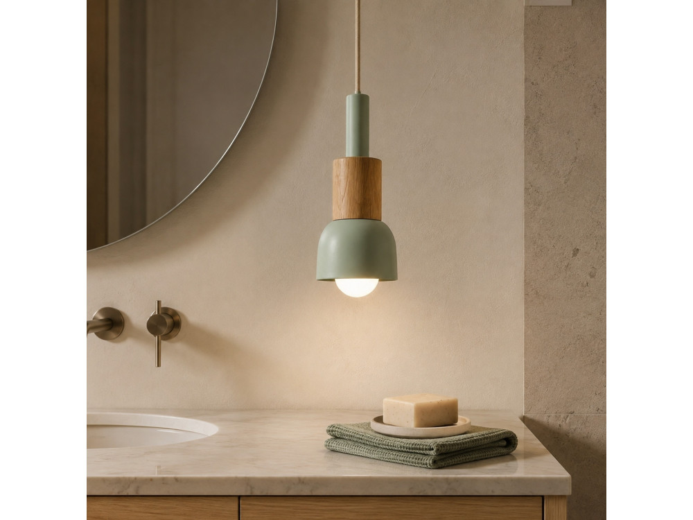 "Elwood" Metal Pendant Light - 10 x 25 cm - Green