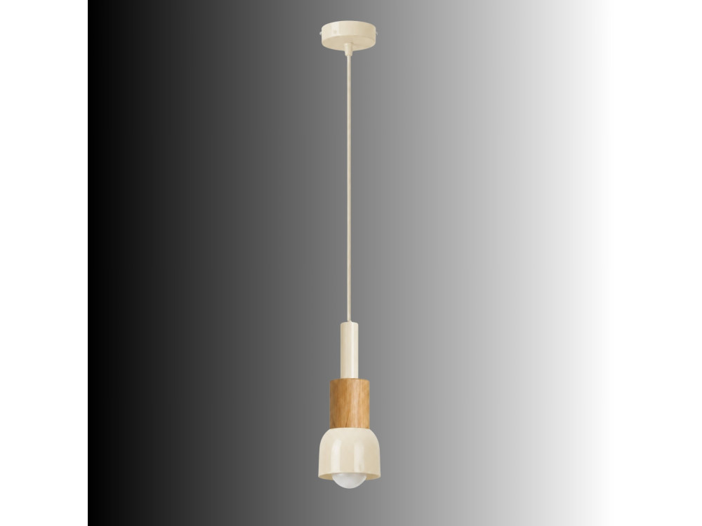 "Elwood" Metal Pendant Lamp - 10 x 25 cm - Beige