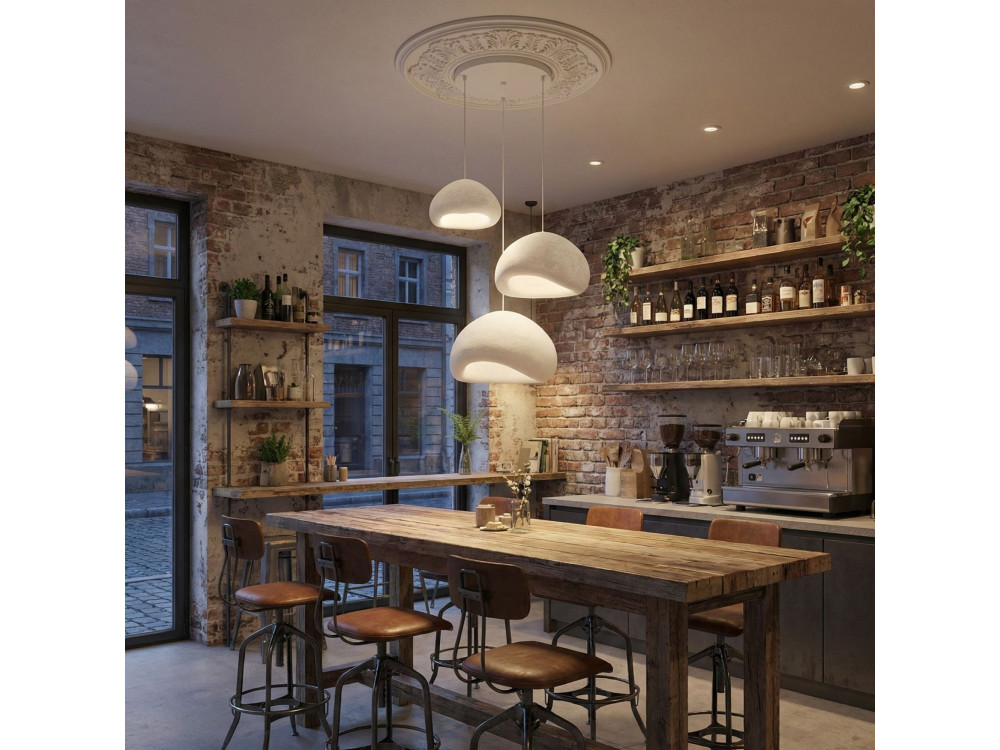 "Loval" Metal Chandelier - Adjustable Height 50–115 cm - White