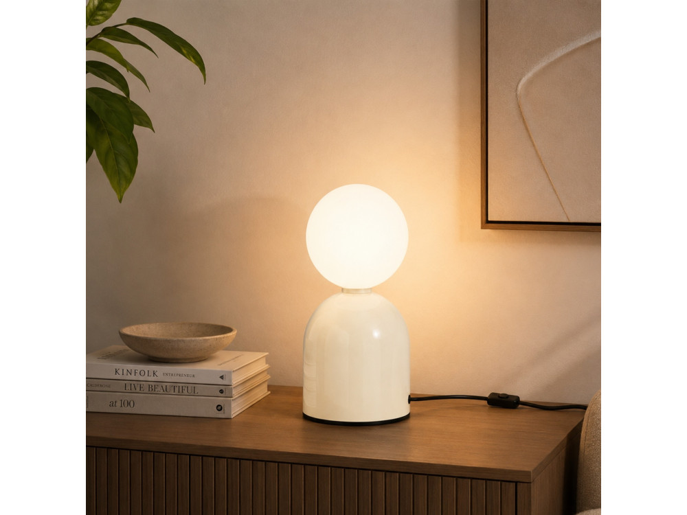 "Pupa" Metal Table Lamp - 14 x 14 x 25 cm - Beige