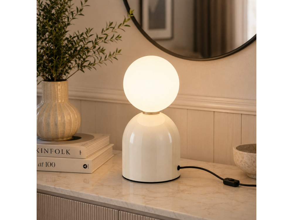 "Pupa" Metal Table Lamp - 14 x 14 x 25 cm - Beige