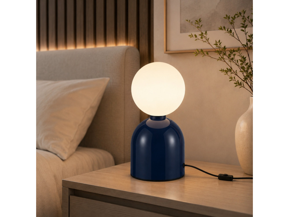 "Pupa" Metal Table Lamp - 14 x 14 x 25 cm - Blue
