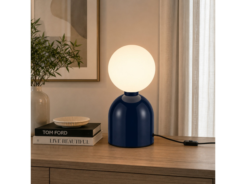 "Pupa" Metal Table Lamp - 14 x 14 x 25 cm - Blue