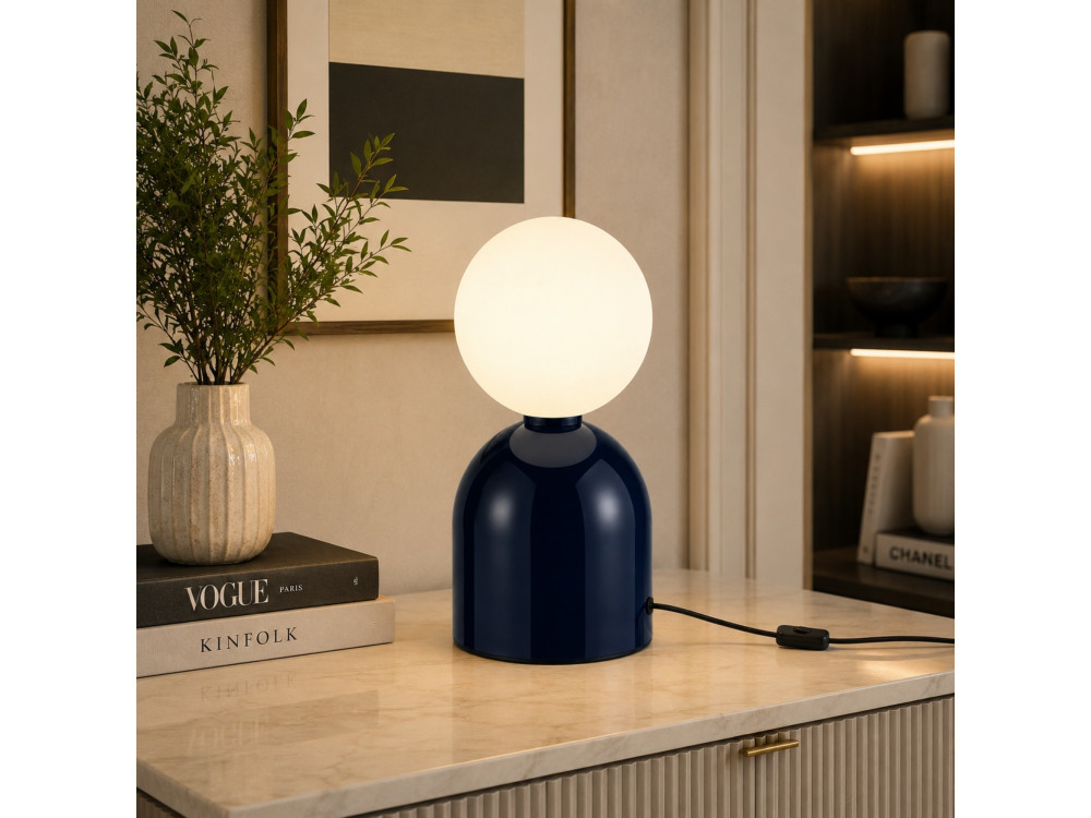 "Pupa" Metal Table Lamp - 14 x 14 x 25 cm - Blue