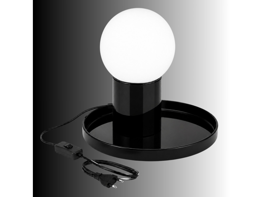 "Tray" Metal Table Lamp - 20 x 20 x 17 cm - Black