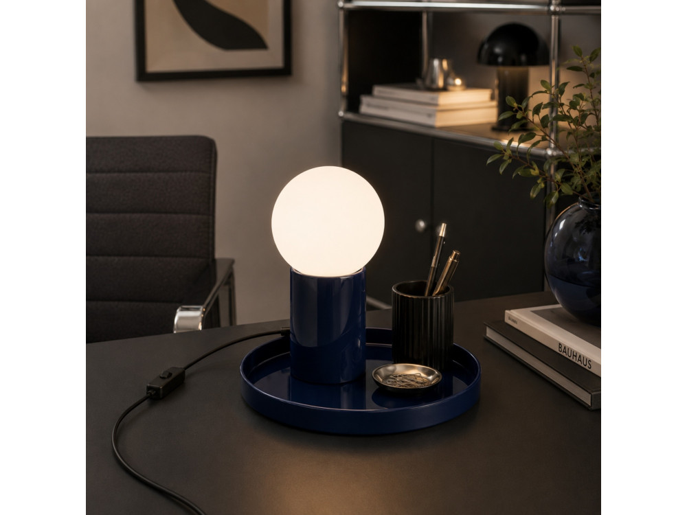 "Tray" Metal Table Lamp - 20 x 20 x 17 cm - Blue