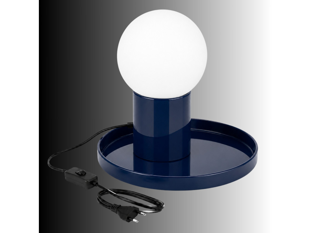 "Tray" Metal Table Lamp - 20 x 20 x 17 cm - Blue