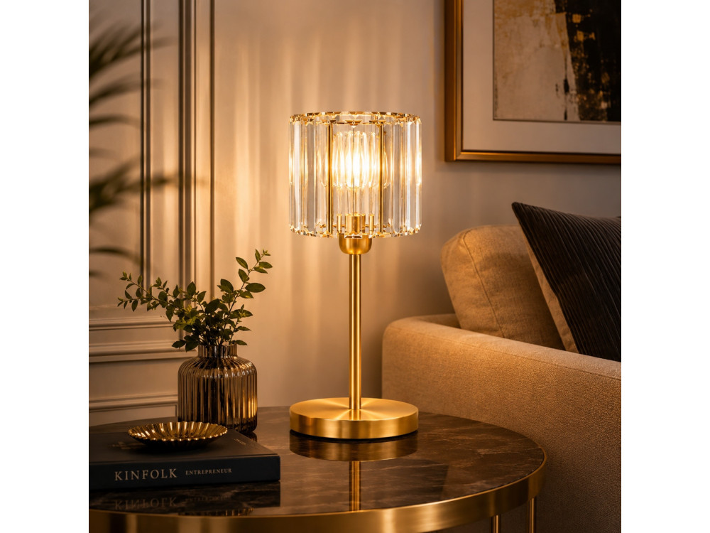 "Yakops" Metal Table Lamp - 17 x 17 x 50 cm - Yellow
