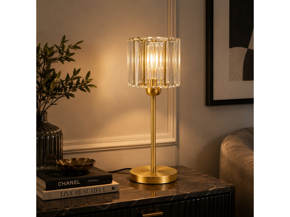 "Yakops" Metal Table Lamp - 17 x 17 x 50 cm - Yellow