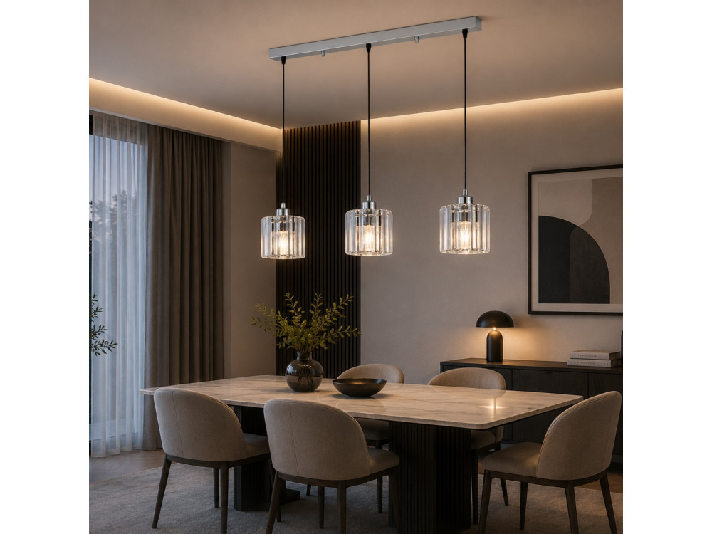 "Yakops" Metal Chandelier - 65 x 13 x 105 cm - Gray