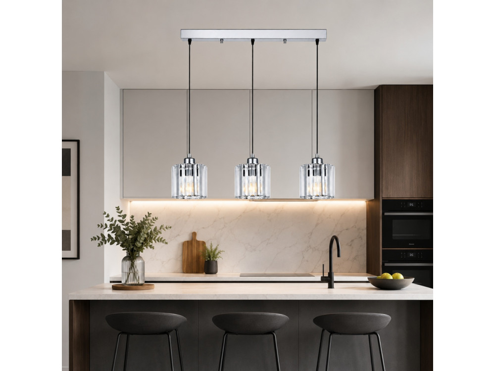 "Yakops" Metal Chandelier - 65 x 13 x 105 cm - Gray