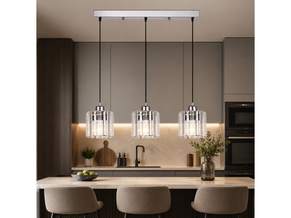 "Yakops" Metal Chandelier - 65 x 13 x 105 cm - Gray