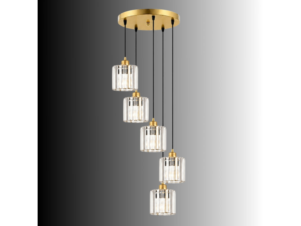 "Yakops" Metal Chandelier - 47 x 47 x 105 cm - Yellow