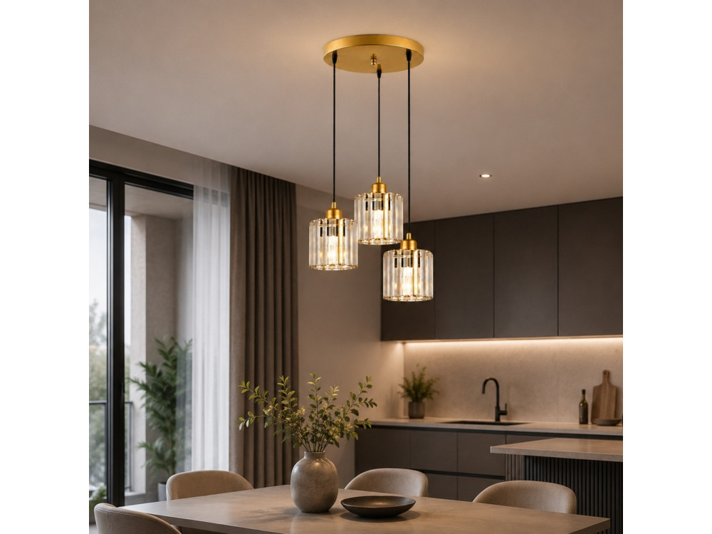 "Yakops" Metal Chandelier - 37 x 37 x 85 cm - Yellow