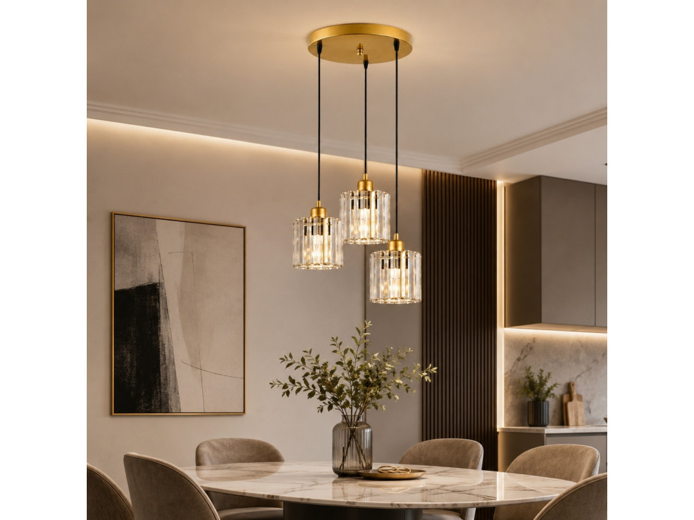 "Yakops" Metal Chandelier - 37 x 37 x 85 cm - Yellow