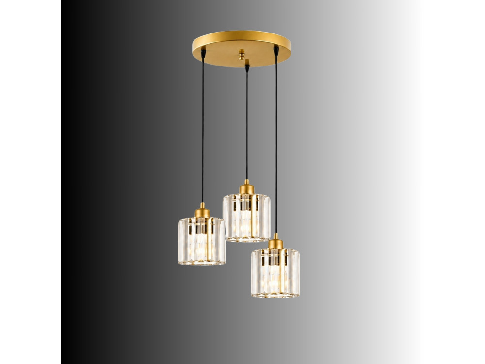 "Yakops" Metal Chandelier - 37 x 37 x 85 cm - Yellow