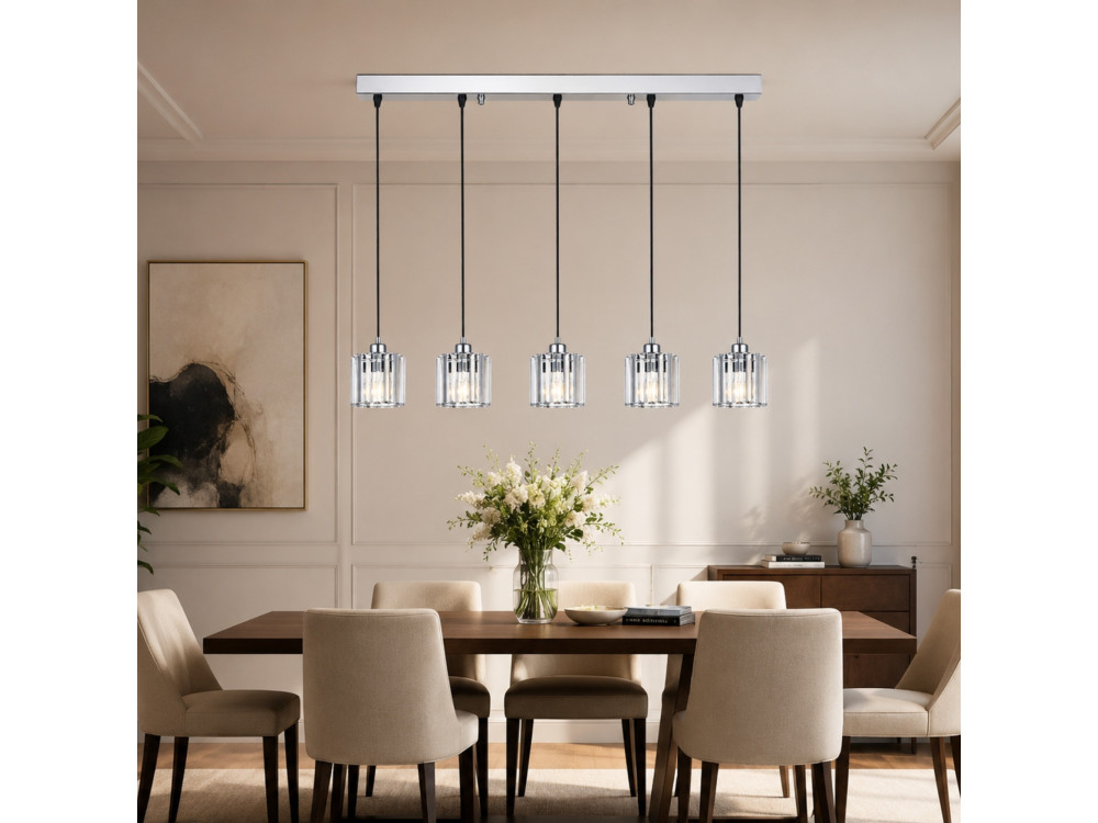 "Yakops" Metal Chandelier - 85 x 13 x 100 cm - Gray