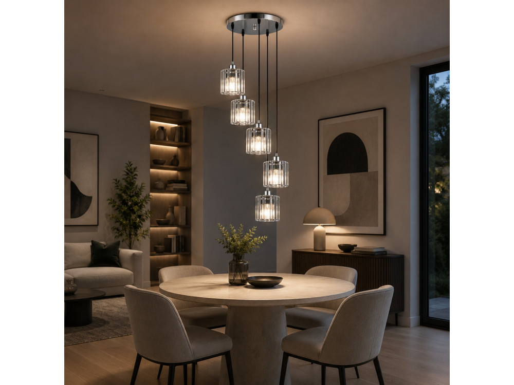 "Yakops" Metal Chandelier - 47 x 47 x 105 cm - Gray