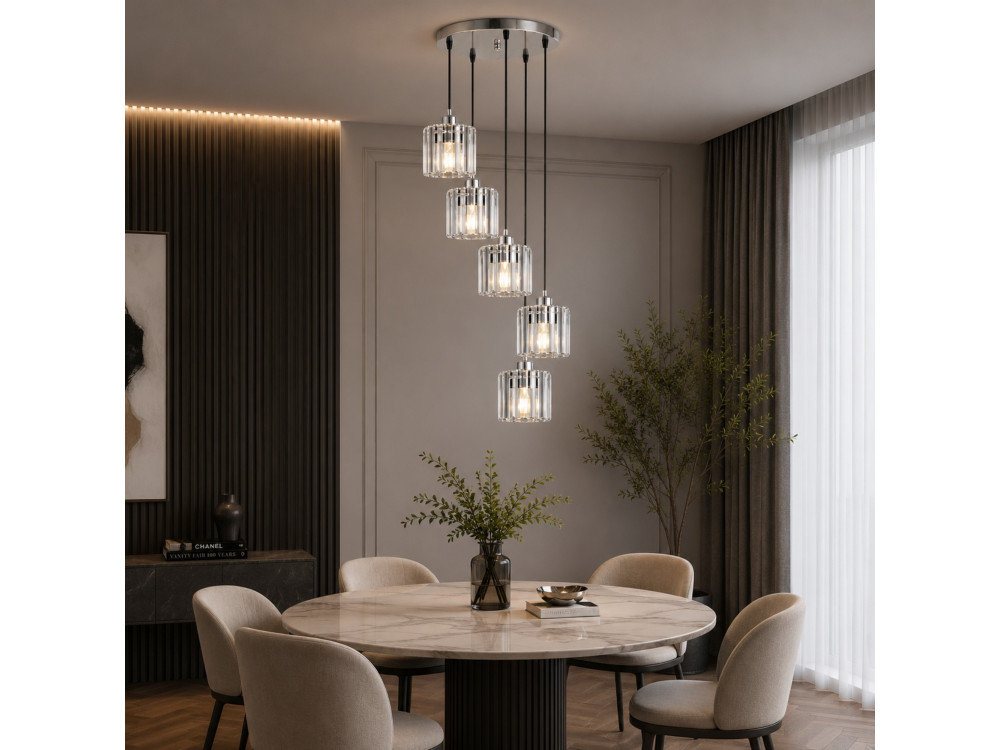 "Yakops" Metal Chandelier - 47 x 47 x 105 cm - Gray