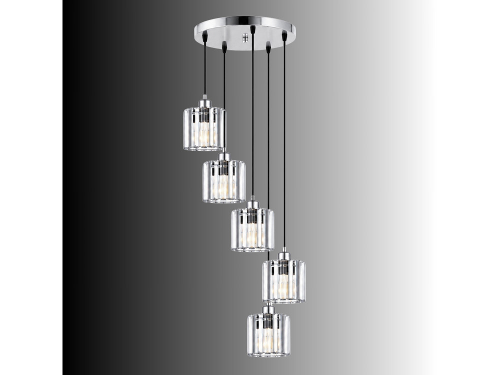 "Yakops" Metal Chandelier - 47 x 47 x 105 cm - Gray