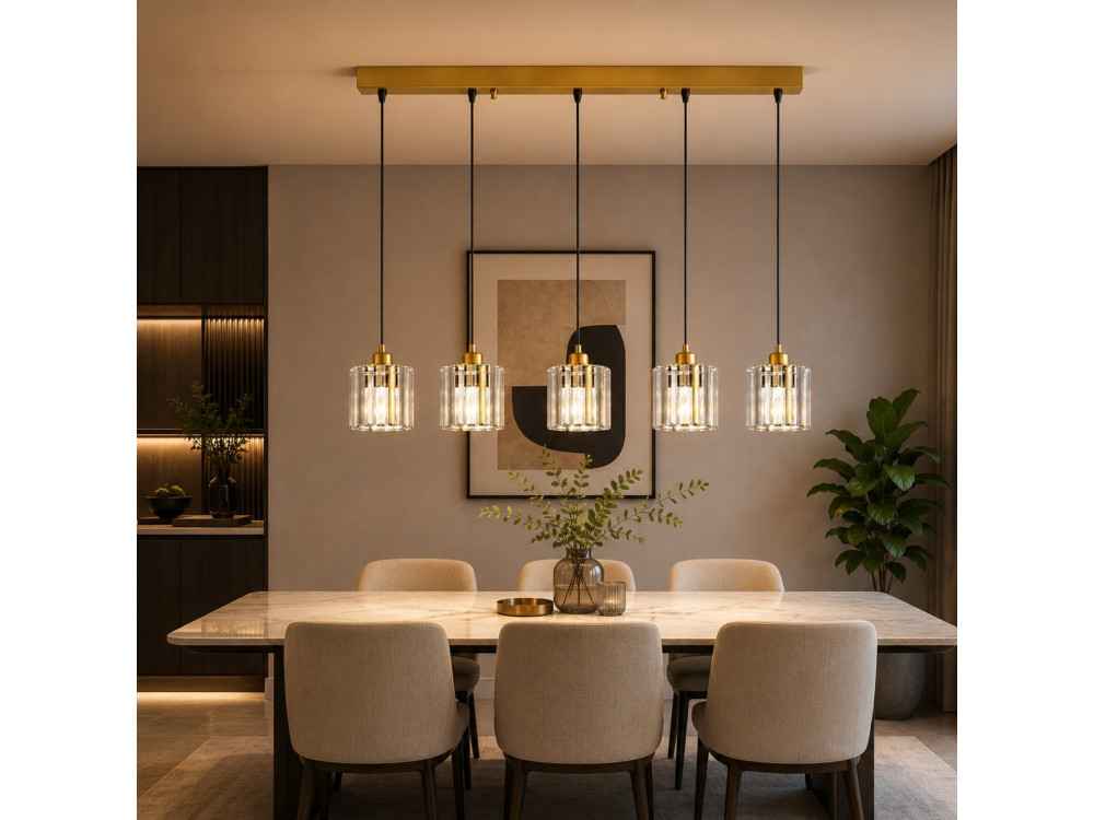 "Yakops" Metal Chandelier - 85 x 13 x 100 cm - Yellow