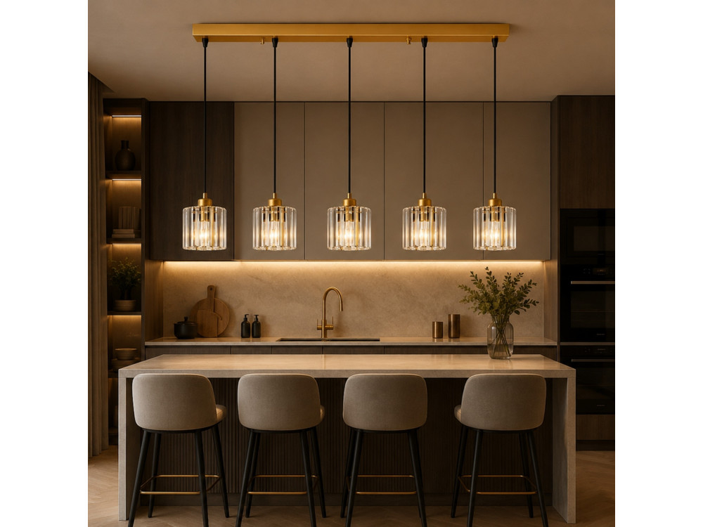 "Yakops" Metal Chandelier - 85 x 13 x 100 cm - Yellow