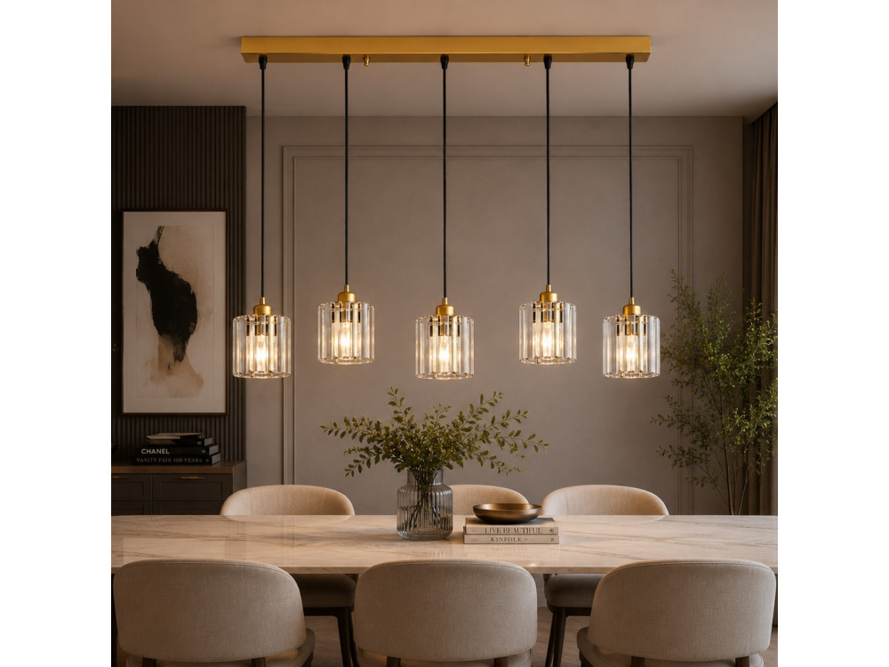 "Yakops" Metal Chandelier - 85 x 13 x 100 cm - Yellow