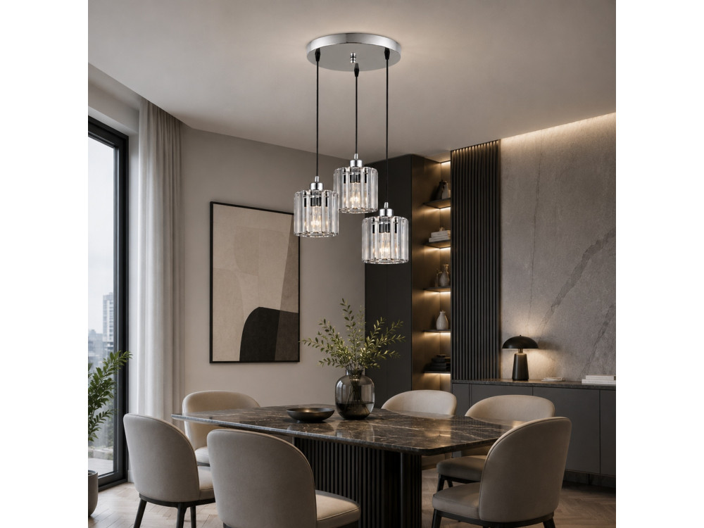 "Yakops" Metal Chandelier - 37 x 37 x 85 cm - Gray
