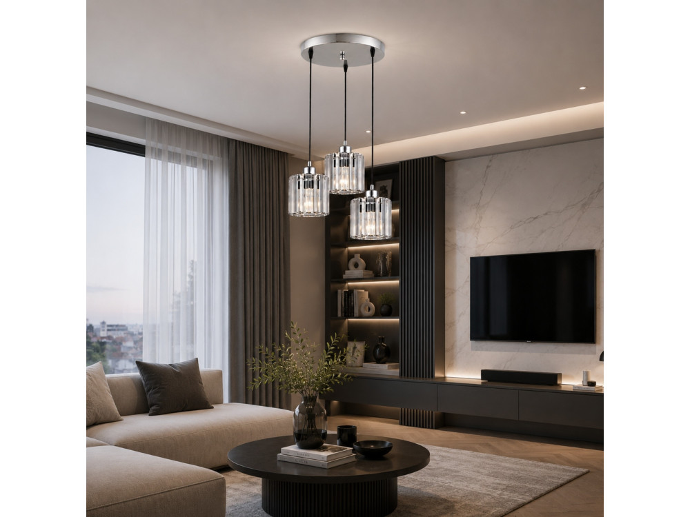 "Yakops" Metal Chandelier - 37 x 37 x 85 cm - Gray