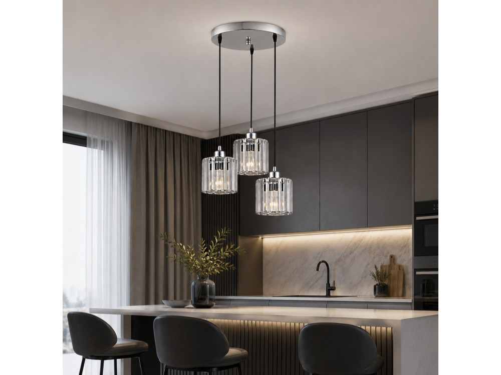 "Yakops" Metal Chandelier - 37 x 37 x 85 cm - Gray