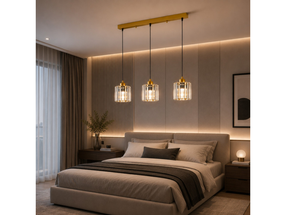 "Yakops" Metal Chandelier - 65 x 13 x 105 cm - Yellow