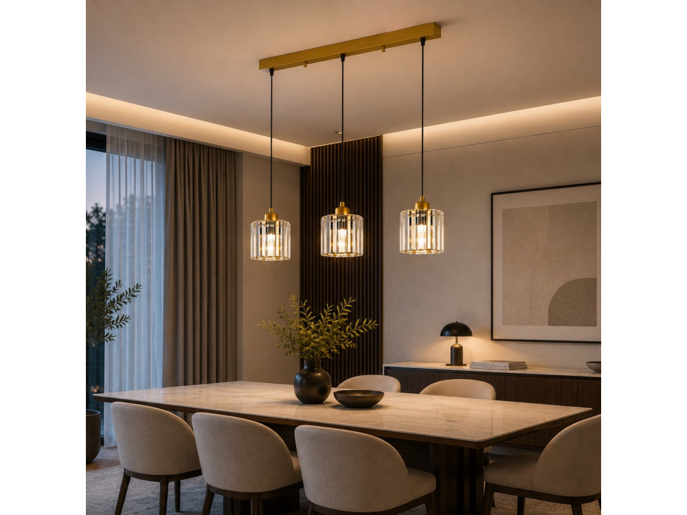 "Yakops" Metal Chandelier - 65 x 13 x 105 cm - Yellow