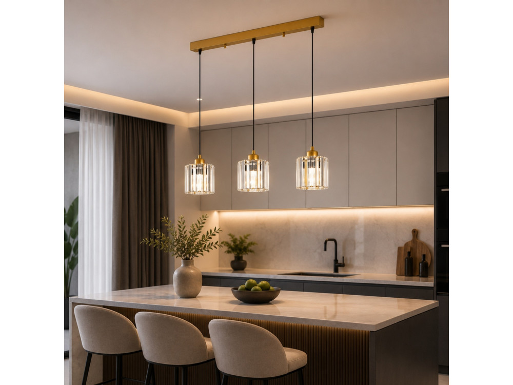 "Yakops" Metal Chandelier - 65 x 13 x 105 cm - Yellow