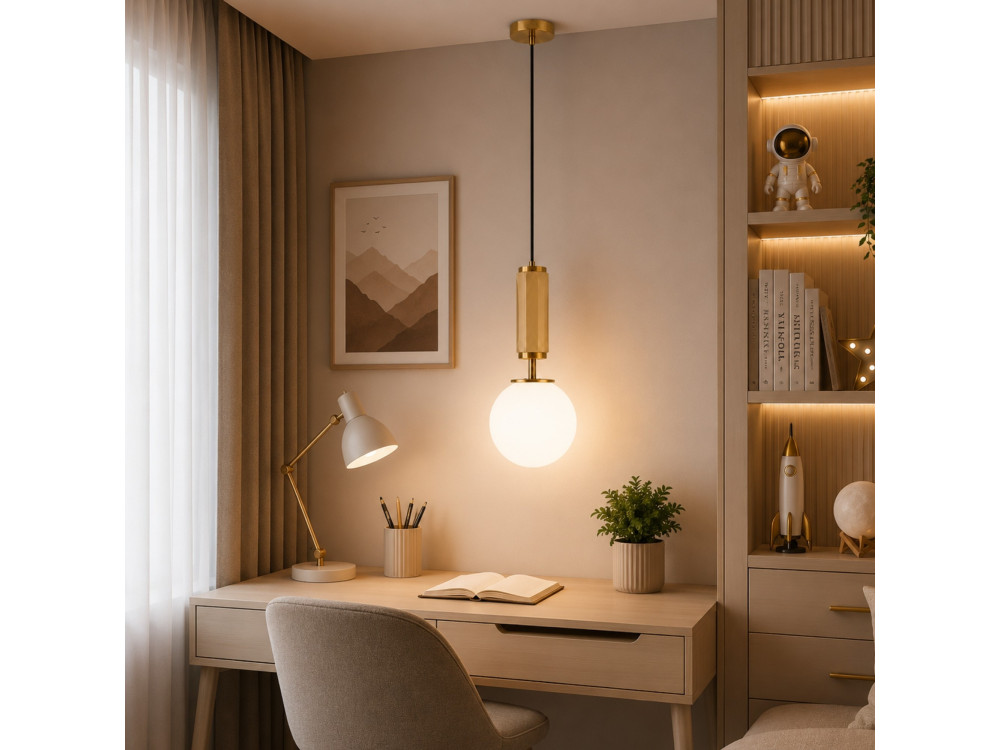 "Moira" Metal Pendant Light - 15 x 15 x 120 cm - Yellow