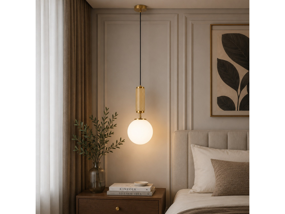 "Moira" Metal Pendant Light - 15 x 15 x 120 cm - Yellow
