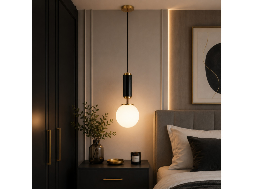 "Moira" Metal Pendant Light - 15 x 15 x 120 cm - Black