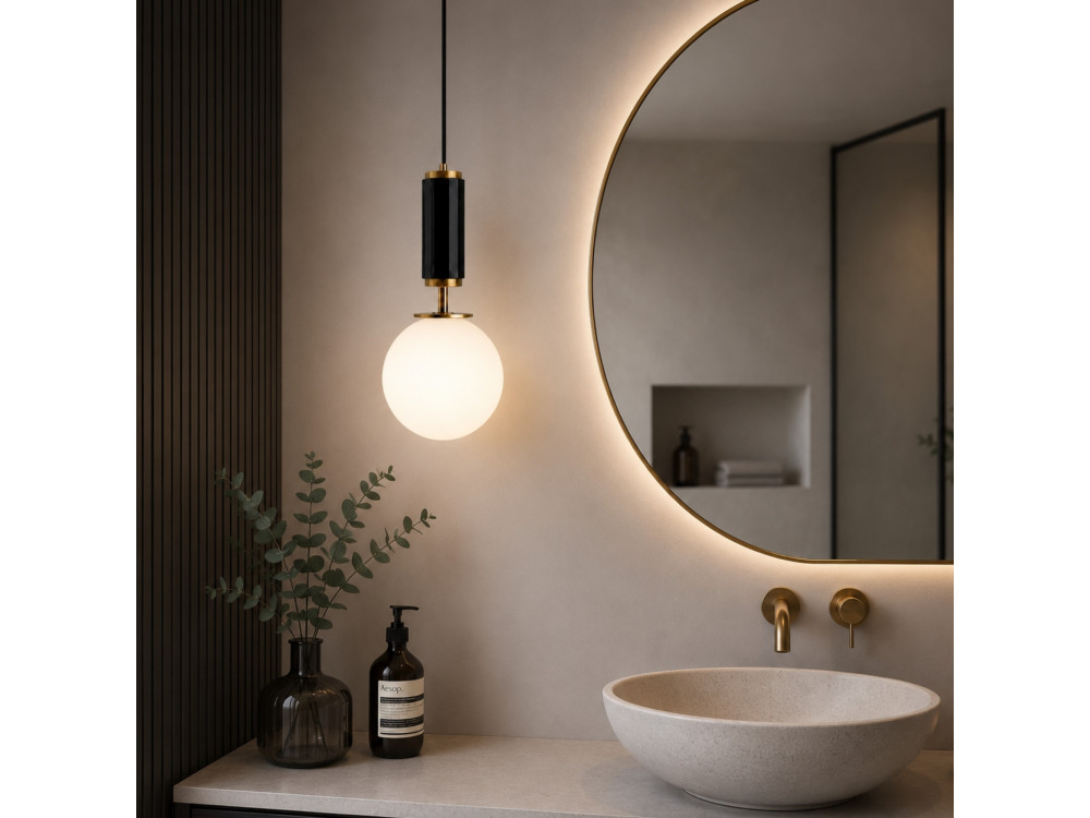 "Moira" Metal Pendant Light - 15 x 15 x 120 cm - Black