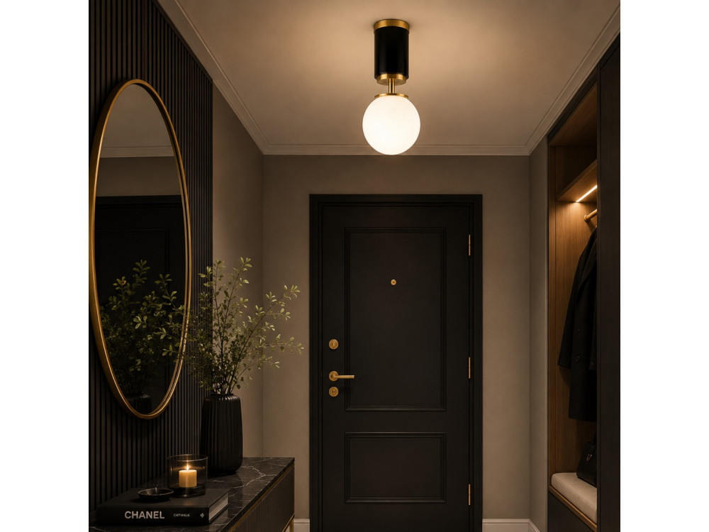 "Moira" Metal Ceiling Light - 15 x 15 x 38 cm - Black